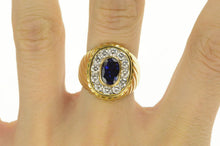 Load image into Gallery viewer, 18K 2.75 Ctw Natural Sapphire Diamond Halo Artisan Ring Yellow Gold