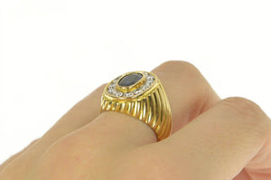 18K 2.75 Ctw Natural Sapphire Diamond Halo Artisan Ring Yellow Gold