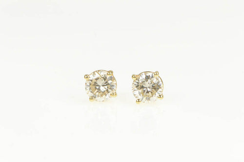 14K 3.08 Ctw Diamond Solitaire Classic Stud Earrings Yellow Gold