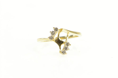 14K Diamond Marquise Bypass Wedding Wrap Band Ring Yellow Gold
