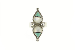 Sterling Silver Zuni ALS Mother of Pearl Turquoise Artisan Ring