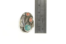Load image into Gallery viewer, Sterling Silver Native American Turquoise Coral Men&#39;s Ring