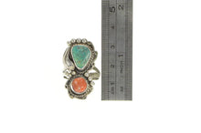 Load image into Gallery viewer, Sterling Silver Native American Coral Turquoise Ornate Ring