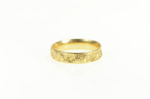 14K 5.1mm Woven Pattern Men's Wedding Band Ring Yellow Gold