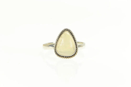 Sterling Silver Pear Opal Cabochon Ornate Statement Ring