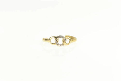 10K Chain Link Pattern Diamond Accent Toe Ring Yellow Gold
