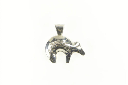 Sterling Silver Chris Beyuka Zuni Fetish Bear Native American Pendant