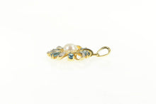 Load image into Gallery viewer, 14K Pearl Diamond Blue Topaz Swirl Halo Statement Pendant Yellow Gold