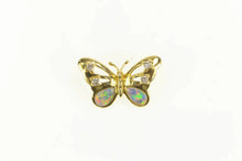 Load image into Gallery viewer, 18K Natural Opal Inlay Diamond Butterfly Statement Pendant Yellow Gold