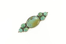 Load image into Gallery viewer, Sterling Silver Oval Turquoise Southwestern Cluster Bar Pin/Brooch