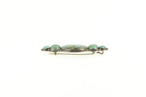 Sterling Silver Oval Turquoise Southwestern Cluster Bar Pin/Brooch