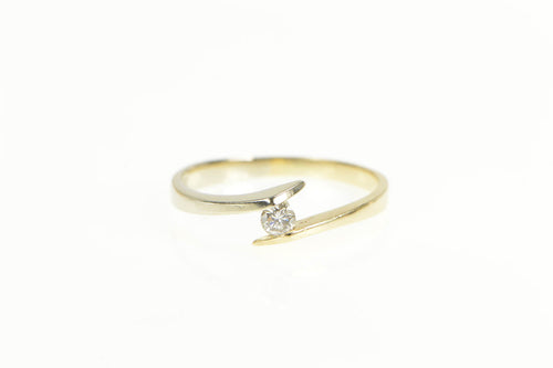 10K Diamond Two Tone Solitaire Bypass Promise Ring White Gold