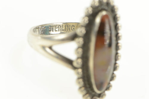 Sterling Silver Dendritic Agate Southwestern Oval Statement Ring