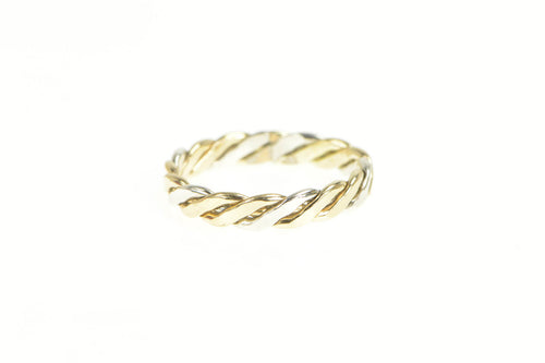 Gold Filled Two Tone Twist Pattern Retro Vintage Band Ring