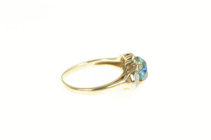 14K Art Deco Blue Topaz Diamond Engagement Ring Yellow Gold