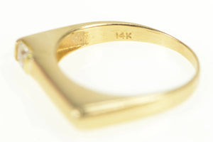 14K Squared Solitaire Geometric Stackable CZ Band Ring Yellow Gold