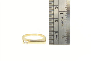 14K Squared Solitaire Geometric Stackable CZ Band Ring Yellow Gold