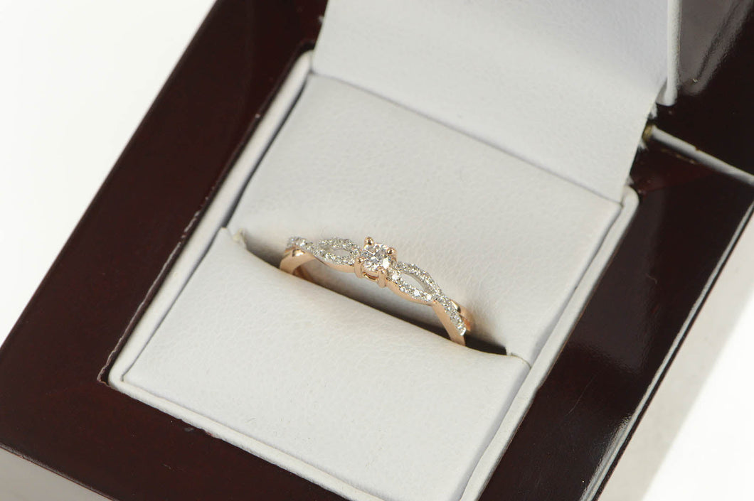 14K Classic Diamond Promise Engagement Ring Rose Gold