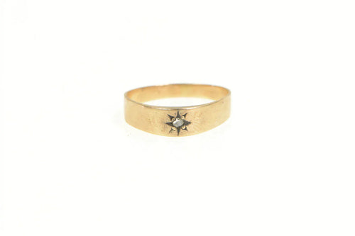 14K Victorian Rose Cut Diamond Child's Baby Ring Yellow Gold