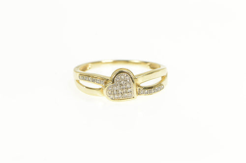 10K Pave Diamond Heart Love Symbol Promise Ring Yellow Gold