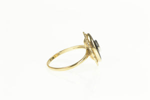 10K Marquise Diamond Black Onyx Diamond Ring Yellow Gold