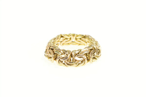 14K Byzantine Link Chain Statement Band 8.0mm Ring Yellow Gold