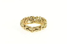 Load image into Gallery viewer, 14K Byzantine Link Chain Statement Band 8.0mm Ring Yellow Gold