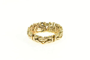 14K Byzantine Link Chain Statement Band 8.0mm Ring Yellow Gold