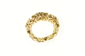 14K Byzantine Link Chain Statement Band 8.0mm Ring Yellow Gold