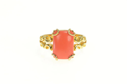 Gold Plated Sim. Coral Squared Badavici Retro Statement Ring