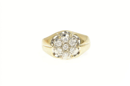 10K 0.50 Ctw Diamond 1960's Floral Cluster Ring Yellow Gold