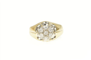 10K 0.50 Ctw Diamond 1960's Floral Cluster Ring Yellow Gold