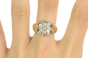 10K 0.50 Ctw Diamond 1960's Floral Cluster Ring Yellow Gold