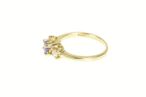 14K 0.40 Ctw Tanzanite Diamond Three Engagement Ring Yellow Gold