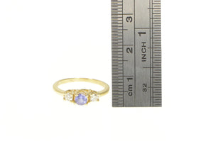 14K 0.40 Ctw Tanzanite Diamond Three Engagement Ring Yellow Gold