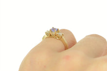 Load image into Gallery viewer, 14K 0.40 Ctw Tanzanite Diamond Three Engagement Ring Yellow Gold