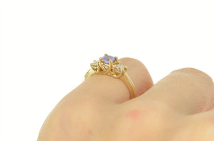 14K 0.40 Ctw Tanzanite Diamond Three Engagement Ring Yellow Gold