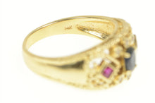 Load image into Gallery viewer, 14K 0.90 Ctw Sapphire Diamond Ruby Encrusted Ring Yellow Gold