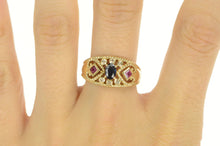 Load image into Gallery viewer, 14K 0.90 Ctw Sapphire Diamond Ruby Encrusted Ring Yellow Gold