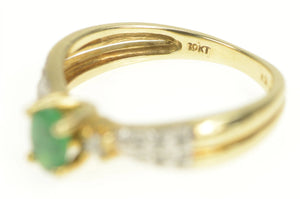 10K 0.42 Ctw Oval Emerald Diamond Engagement Ring Yellow Gold