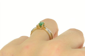 10K 0.42 Ctw Oval Emerald Diamond Engagement Ring Yellow Gold