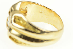 14K 0.60 Ct Diamond Men's Squared Nugget Ring Yellow Gold