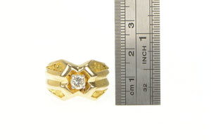 14K 0.60 Ct Diamond Men's Squared Nugget Ring Yellow Gold
