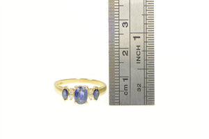 14K 1.35 Ctw Sapphire Diamond Accent Engagement Ring Yellow Gold