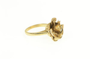 10K 1940's Diamond 3D Rose Flower Engagement Ring Yellow Gold