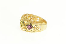 Load image into Gallery viewer, 14K Geometric Amethyst Peridot Squared Graduated Ring Yellow Gold