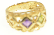 Load image into Gallery viewer, 14K Geometric Amethyst Peridot Squared Graduated Ring Yellow Gold