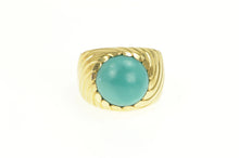 Load image into Gallery viewer, 18K Vintage Turquoise Cabochon Swirl Twist Ring Yellow Gold