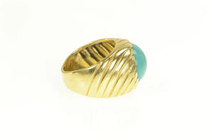18K Vintage Turquoise Cabochon Swirl Twist Ring Yellow Gold
