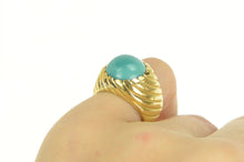 Load image into Gallery viewer, 18K Vintage Turquoise Cabochon Swirl Twist Ring Yellow Gold